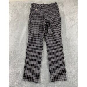 Courtenay Womens Size 8 Black Geometric Lattice Print Pull On Straight Leg Pants